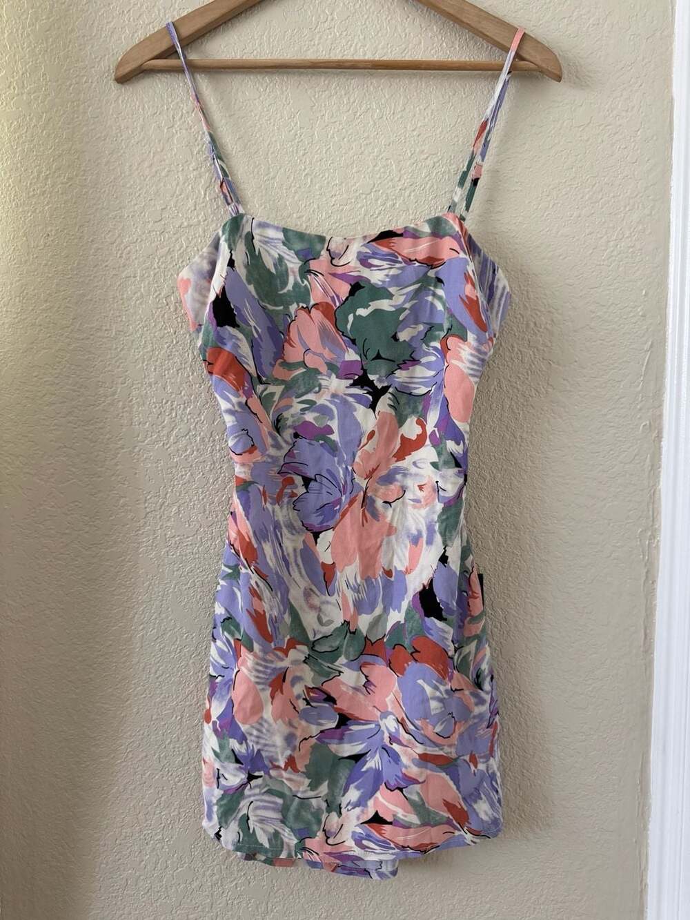 Lulus Paint a Picture Ivory Multi Floral Print Backless Mini Dress